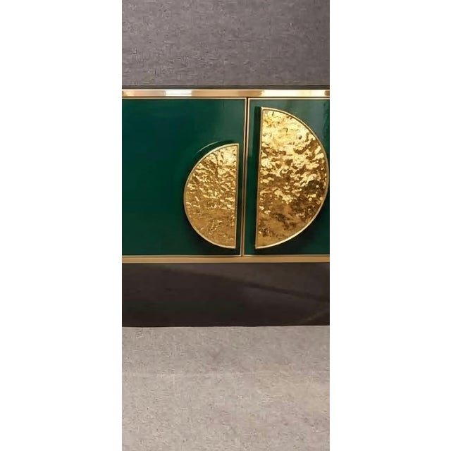 Contemporary Italian Sideboard in Green Glass and Brass from Justfurnituress For Sale - Image 3 of 11