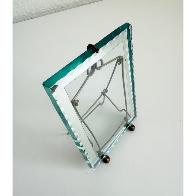 Art Deco French Art Deco Brass & Chip Glass Easel Picture Frame For Sale - Image 3 of 9
