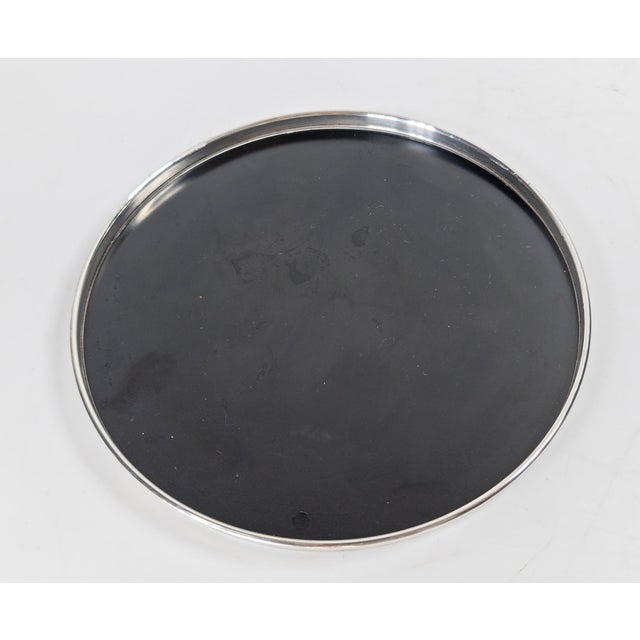 Gorham Silver Co. Mid-Century Modern Black Lacquer and Sterling Silver Coaster Tray by Gorham For Sale - Image 4 of 8
