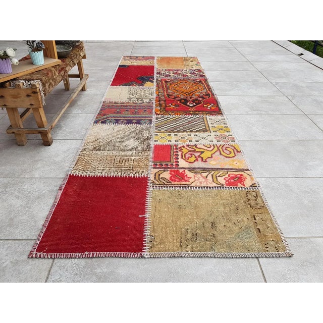 Textile Mid 20th Century Oushak Wool Bohemian Runner Rug For Sale - Image 7 of 10