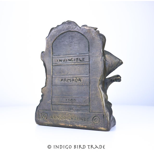 Metal Antique Armor Bronze Ship Bookends - Set of 2 For Sale - Image 7 of 10