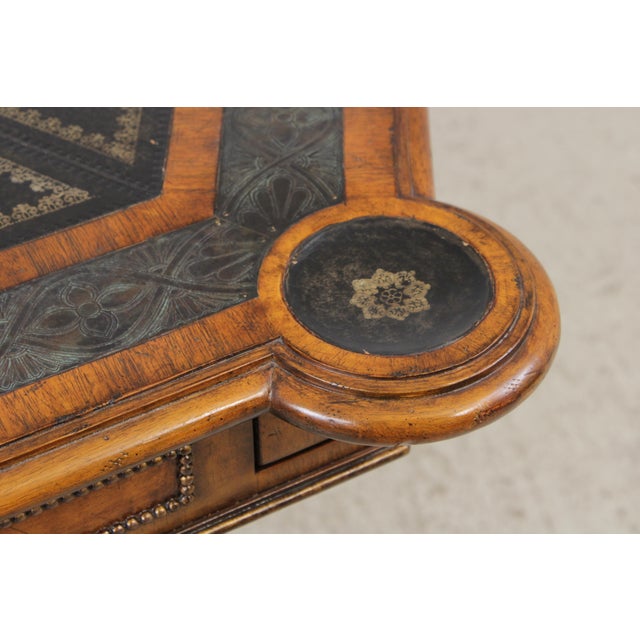 Maitland Smith Large Walnut Leather Top Game Table For Sale - Image 11 of 18