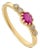 Ruby and Diamond Five-Stone Engagement Band Size 5 in 14k Solid Gold For Sale
