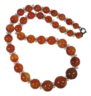 Vintage Carnelian Bead Necklace 1950s