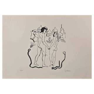 Gian Barresi, Adam and Eve, Lithograph, 1980s For Sale