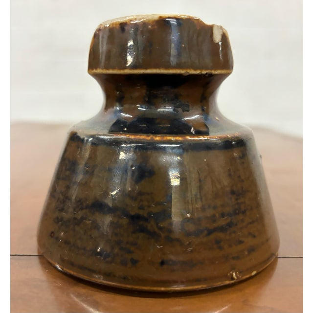 Antique Brown Ceramic Glazed Insulator For Sale - Image 4 of 6
