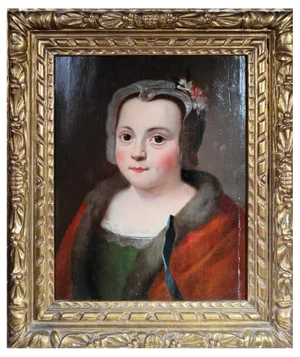 Portrait of Young German Lady, 17th Century, Oil on Board, Framed
