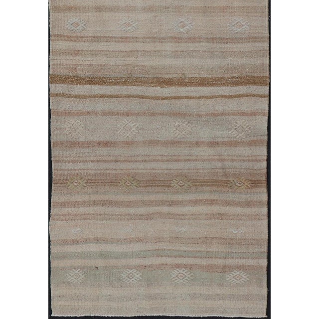 Auburn Turkish Vintage Kilim Stripe Runner in Earth Tones 2'5" X6'4" For Sale - Image 8 of 17