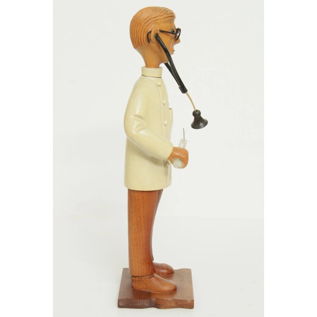 Romer Vintage Hand Carved Wood Doctor Figurines Statues - a Pair For Sale - Image 12 of 13