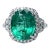 18k White Gold Large Oval Emerald Diamond Ring, Size 6.5 For Sale