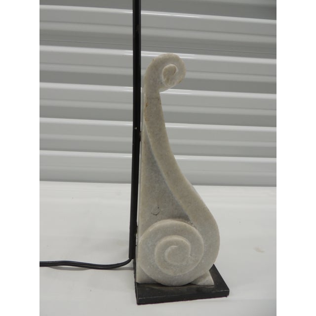 Vintage White Marble Architectural Bracket Table Lamp on Iron Base For Sale - Image 4 of 5