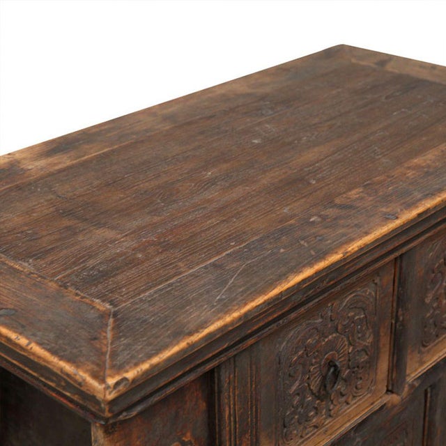 Antique Chinese Carved Elm Chest For Sale - Image 6 of 7