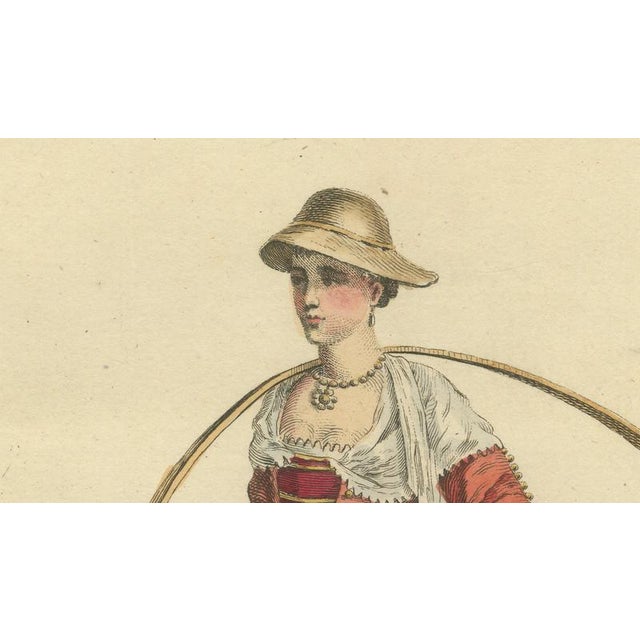 Paper European School, Italian Country Woman Costume Pavia Peasant Dress, 1749, Paper Engraving For Sale - Image 7 of 9