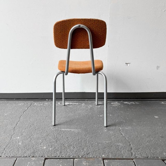 Wood Mid-Century Aluminium Chair with Orange Fabric For Sale - Image 7 of 18