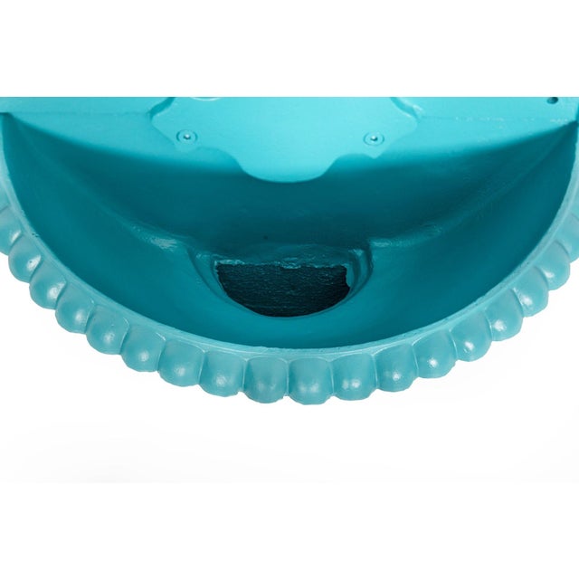 Antique Cast Iron Wall-Mounted Teal Painted Garden Fountain With Lion Mask For Sale - Image 10 of 18