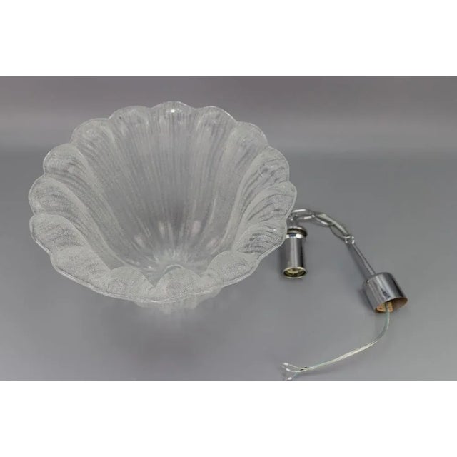 Vintage Bell Shaped Ice Glass and Chrome Pendant Lamp from Hustadt Leuchten For Sale - Image 12 of 17