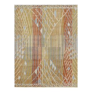 Rug & Kilim’s Scandinavian Style Rug in Gold With Geometric Patterns For Sale