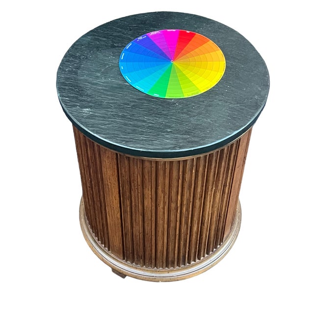 Late 20th Century Round Column Faux Slate Top Cabinet For Sale - Image 9 of 16