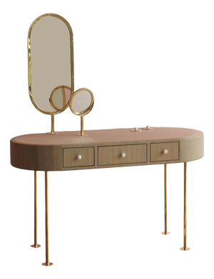 Poetry Dressing Table in European Oak and Italian Leather by Auste Ost