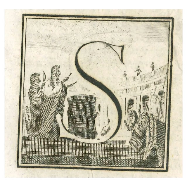 Luigi Vanvitelli, Letter S, Etching, 18th Century For Sale