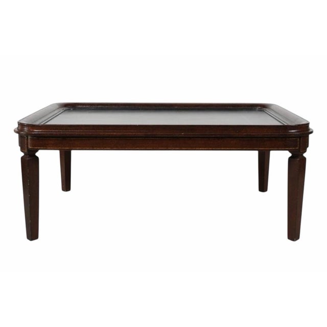 Maitland Smith Attributed Neoclassical Style Cocktail Table, Unsigned. Features gilt decoration