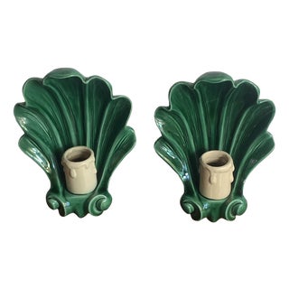 Ceramic Seashell Wall Sconces, 1950s, Set of 2 For Sale