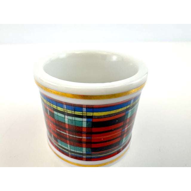 Gold Vintage Porcelain Tartan Plaid & Gold Napkin Rings, Set of 11 For Sale - Image 8 of 8