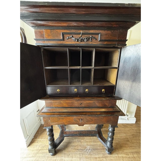 Brown Antique Wooden Cabinet on Stand, 1700s For Sale - Image 8 of 16