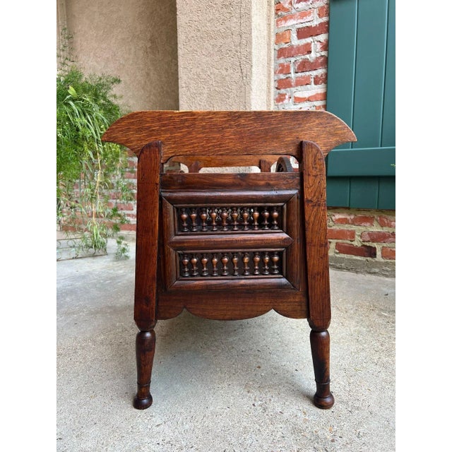 Antique French Carved Planter Breton Brittany Oak Doll Bed Fireside Box C1890 For Sale - Image 16 of 18