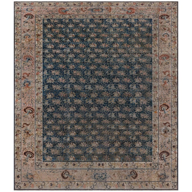 Doris Leslie Blau Antique Turkish Allover Floral Pale Sand Rug - c. 1920 For Sale