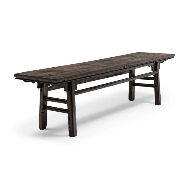 Rustic Provincial Chinese Splayed Leg Bench with Dovetail Joinery For Sale - Image 3 of 6