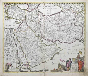 Nova Persiae, Armeniae, Natoliae et Ara Map Etching by Frederick de Wit, 1680s