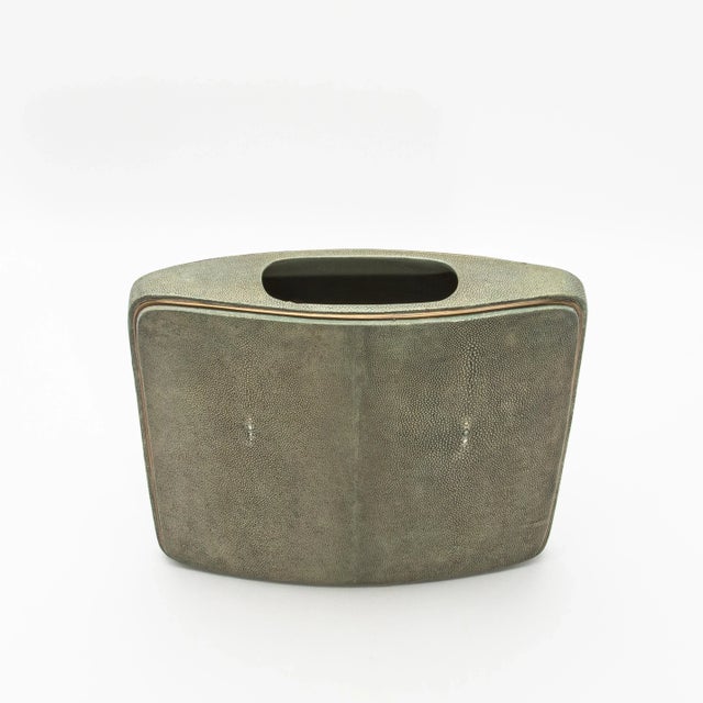 Metal Shagreen Vase With Brass Details by R&y Augousti For Sale - Image 7 of 9