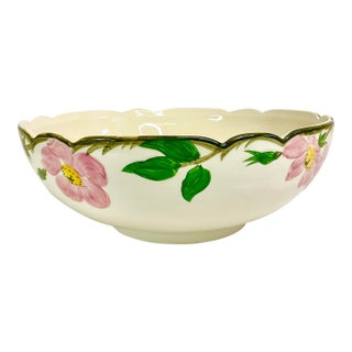 Mid-Century Americana Boho Chic Franciscan Dessert Rose Salad Serving Bowl For Sale