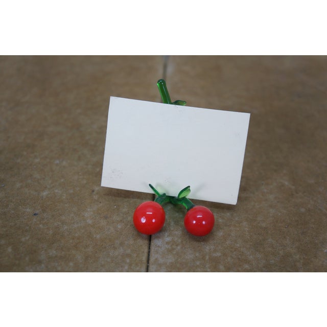 Mid 20th Century Hand Blown Glass Cherry Name Place Card Holder Table Settings - Set of 6 For Sale - Image 10 of 10