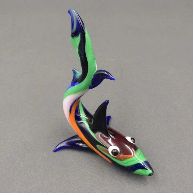 Multi-Colored Murano Glass Shark, Italy, 1960s For Sale - Image 7 of 8