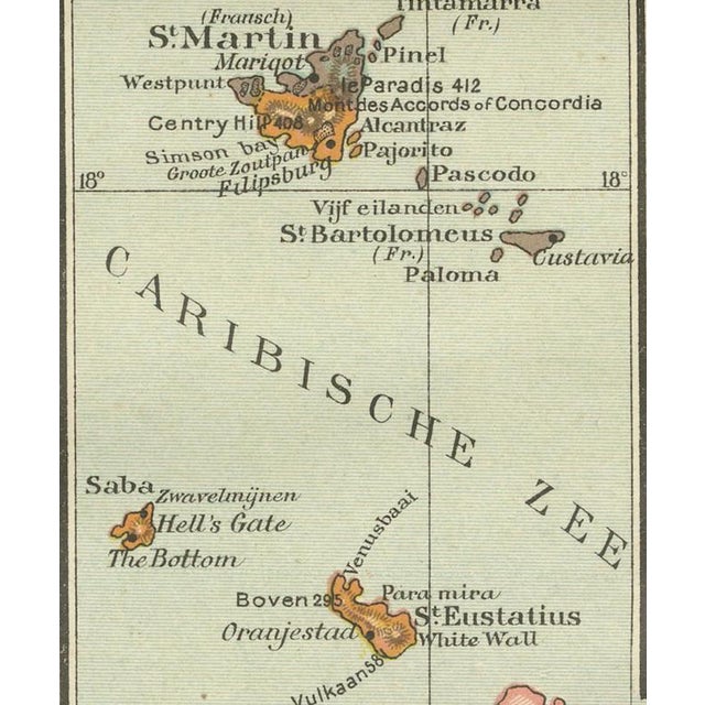 Map of Suriname and the Dutch Antilles Colonial Atlas by W. J. Thieme, 1905 For Sale - Image 6 of 11