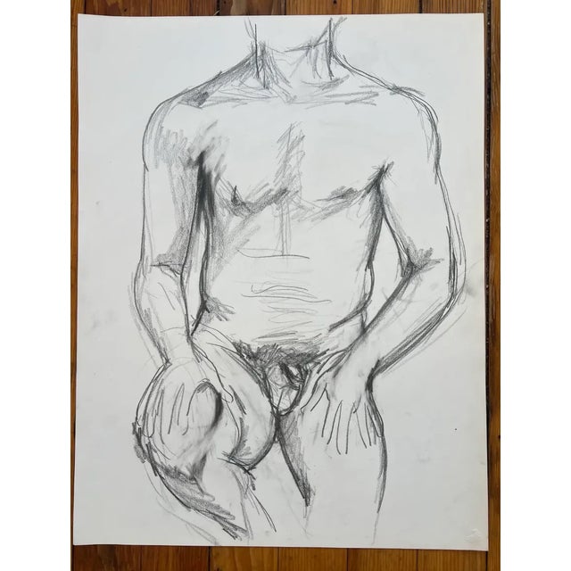 Barbara Beck 1970s Figurative Nude Charcoal Sketch on Paper For Sale - Image 4 of 4