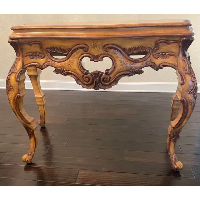 Ornate Vintage French-Style Carved Details Console Table Add timeless elegance to your space with this exquisite vintage...
