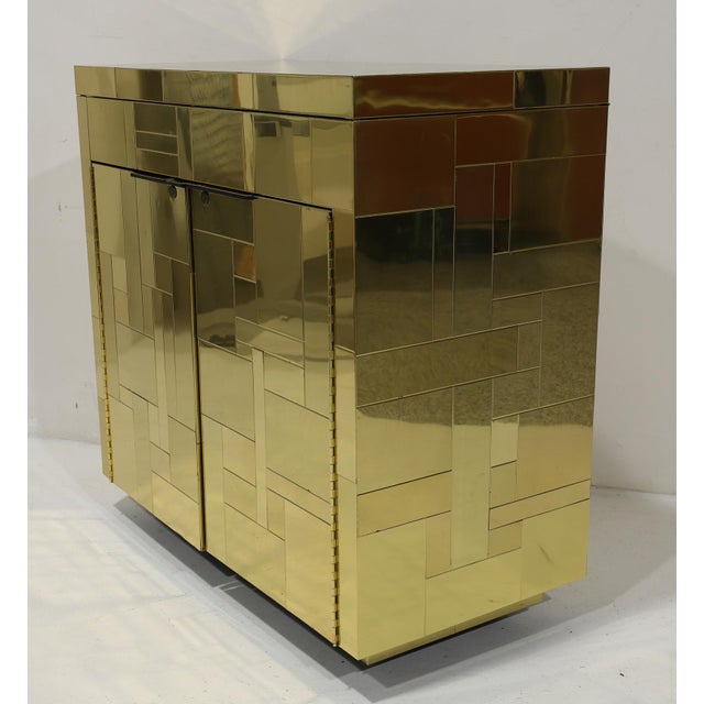 Wood Paul Evans Cityscape Bar Cart in Brass For Sale - Image 7 of 11