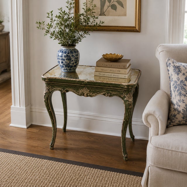 Late 20th Century French Provincial Antiqued Mirrored Side Table For Sale - Image 5 of 5