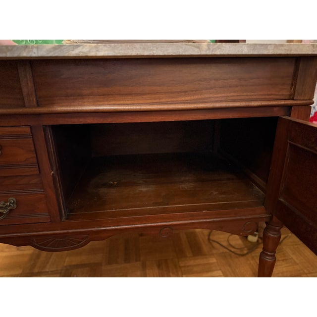 Chocolate Antique English Walnut Dresser With Marble Top and Green Tile Backsplash For Sale - Image 8 of 10