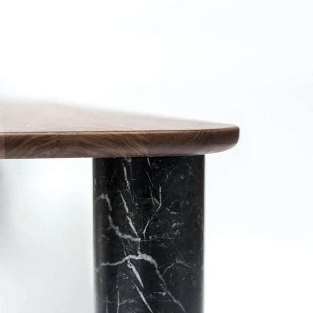 Small Walnut and Black Marble Sunday Dining Table by Jean-Baptiste Souletie For Sale - Image 4 of 11