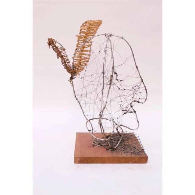 Joyce Blum Mounted Wire Native American "Face" Sculpture For Sale - Image 12 of 12