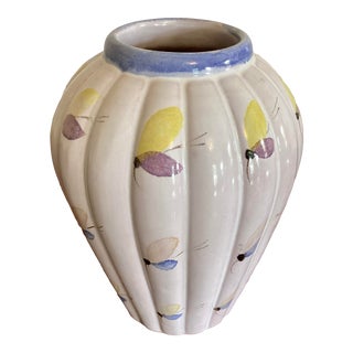 Vintage Arabia Finland Red-Clay Bud Vase With Stylized Butterfly Motif For Sale