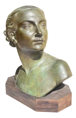 Lucien Charles Edouard Alliot, Bust of Art Deco Woman, Bronze