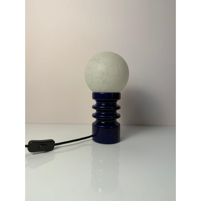 Blue Ceramic and Glass Table Lamp by Cari Zalloni for Dümler & Breiden, 1970s For Sale - Image 10 of 11
