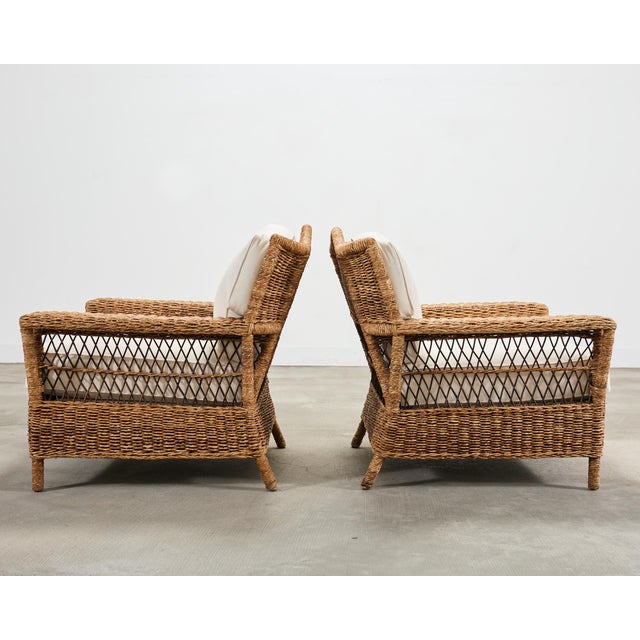 Pair of Ralph Lauren Organic Wicker Rope Armchairs + Ottoman For Sale In Sacramento - Image 6 of 18