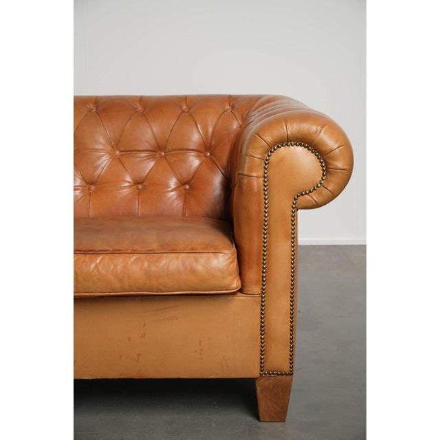 2.5-Seater Chesterfield Sofa in Sheepskin Leather For Sale - Image 9 of 14