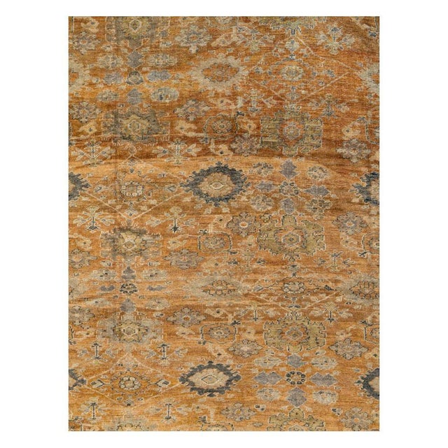 An antique Persian Mahal room size carpet handmade during the early 20th century in the rustic style. Measures: 11' 2" x...